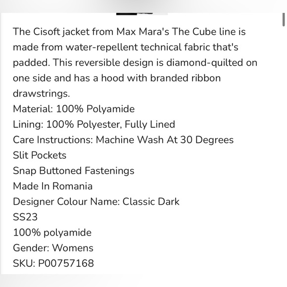 NWT Max Mara - The Cube Cisoft reversible jacket size 4 navy full zip - Picture 3 of 16